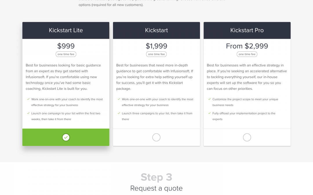 Infusionsoft Pricing Page Overhaul